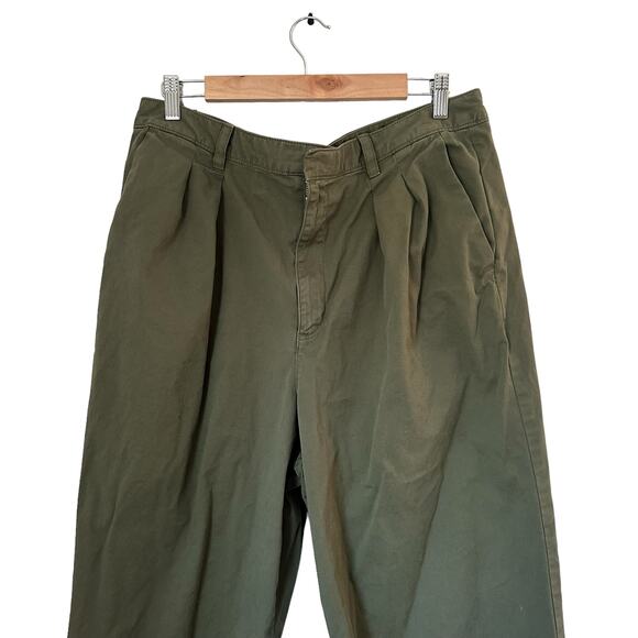 Gap Pleated Wide Khaki Coastal Minimalist Pants In Army Green Size 16 - Picture 8 of 13
